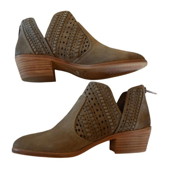 Vince Camuto Prasata Bootie Gray Perforated Block Heel Women's Size 7.5 Bohemian - Picture 6 of 9